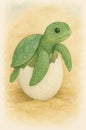 A watercolor illustration of a baby sea turtle Â Royalty Free Stock Photo